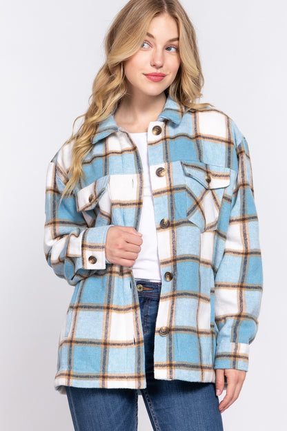 Blue and Cream Plaid Jacket